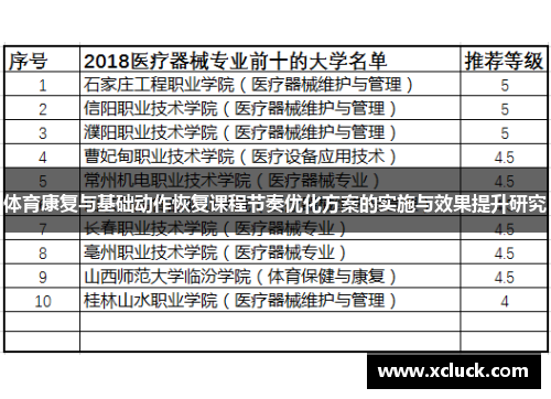体育康复与基础动作恢复课程节奏优化方案的实施与效果提升研究